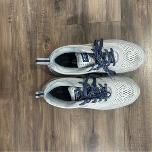 Skechers Blue and White Steel Toe Sneakers with Athletic Design